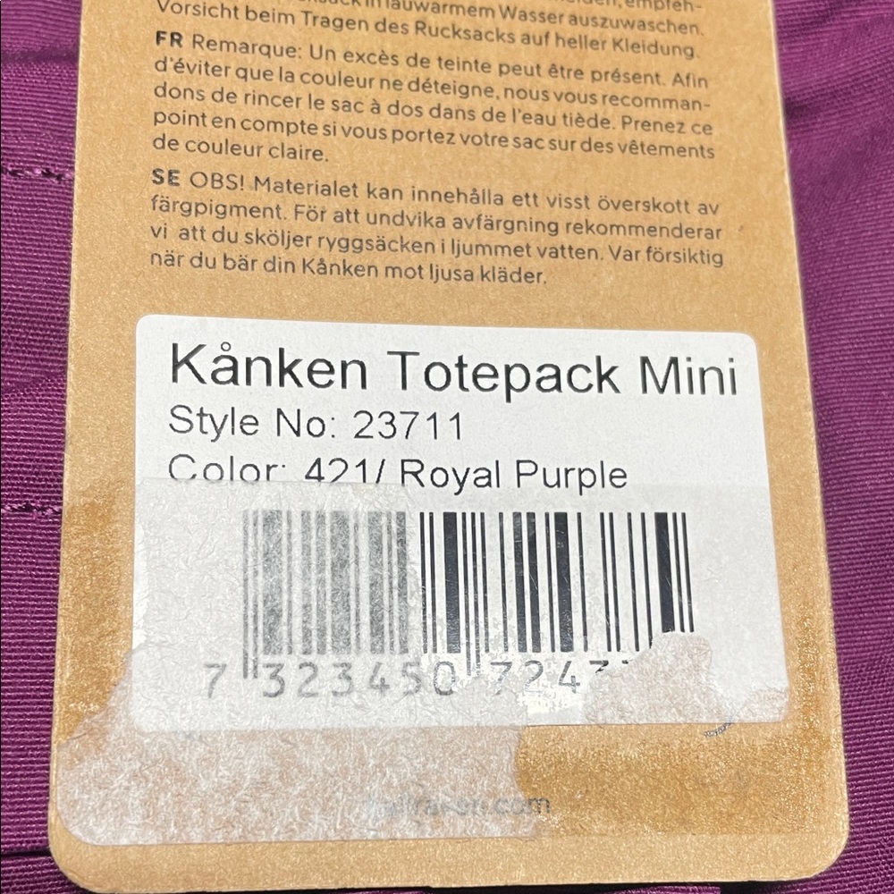 Kånken Mini Purple Totepack Backpack - Picture 2 of 8